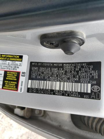 2T1BU4EE7AC528974 - 2010 TOYOTA COROLLA BASE SILVER photo 12