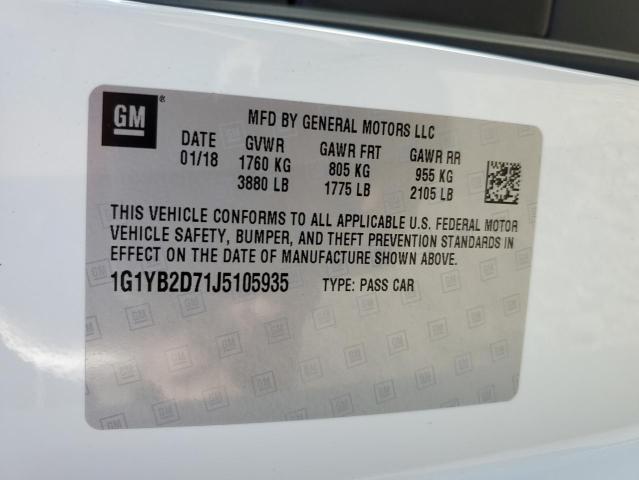 1G1YB2D71J5105935 - 2018 CHEVROLET CORVETTE STINGRAY 1LT WHITE photo 13