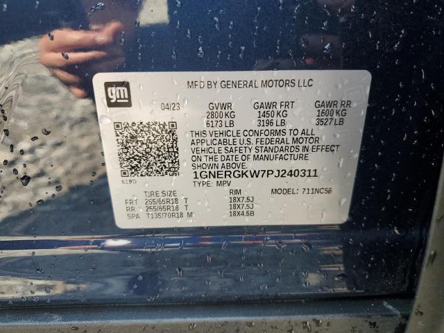 1GNERGKW7PJ240311 - 2023 CHEVROLET TRAVERSE LT ლურჯი ფოტო 13