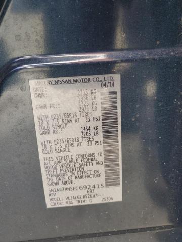 5N1AR2MN5EC692415 - 2014 NISSAN PATHFINDER S Կապույտ լուսանկար 13