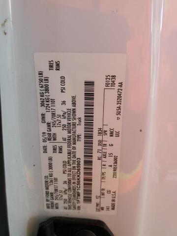 1FTMF1C56KKD65903 - 2019 FORD F150 WHITE photo 12