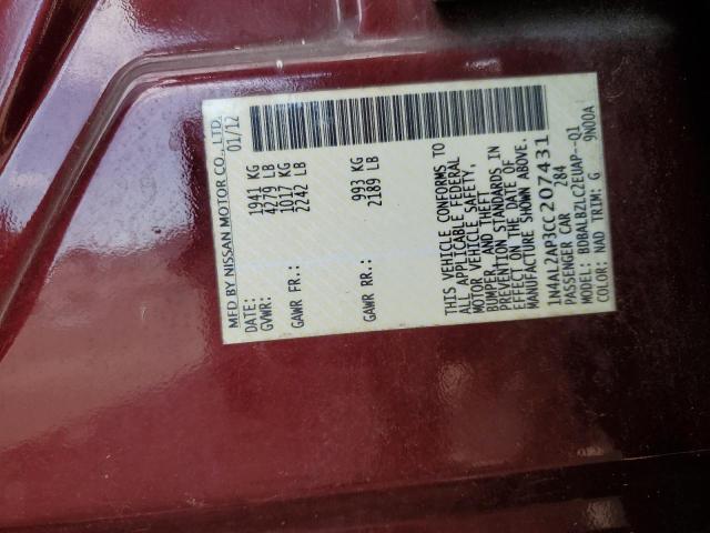 1N4AL2AP3CC207431 - 2012 NISSAN ALTIMA BASE 勃艮第红 照片 13