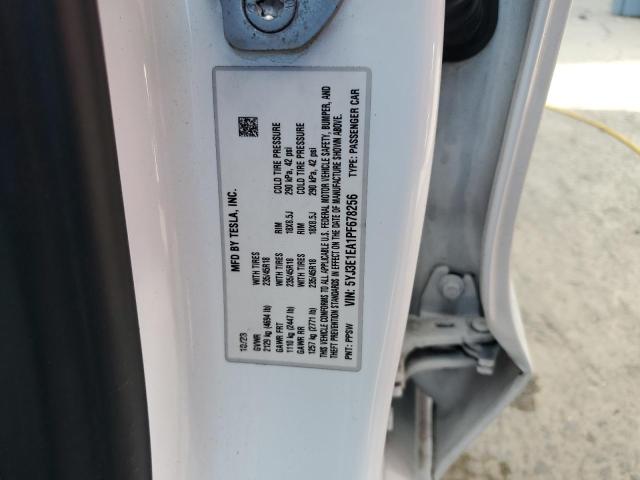 5YJ3E1EA1PF678256 - 2023 TESLA MODEL 3 白色 照片 12