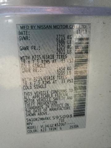 5N1DR2MN4KC595098 - 2019 NISSAN PATHFINDER S Gümüş foto 14