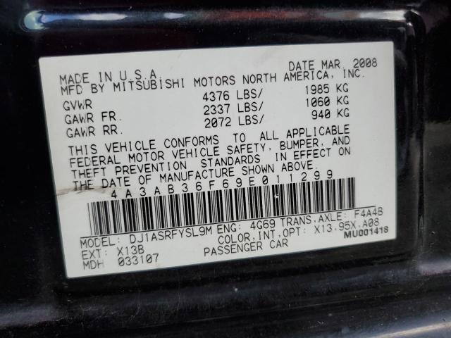 4A3AB36F69E011299 - 2009 MITSUBISHI GALANT ES BLACK photo 12