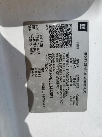 1GCWGAFP6J1344881 - 2018 CHEVROLET EXPRESS G2 WHITE photo 13