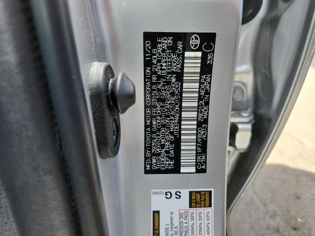 JTDEPMAE0MJ157532 - 2021 TOYOTA COROLLA LE SILVER photo 12