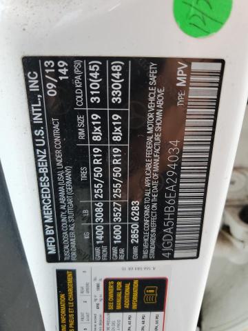 4JGDA5HB6EA294034 - 2014 MERCEDES-BENZ ML 350 4MATIC WHITE photo 13