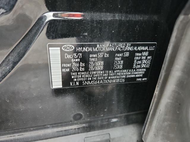 5NMS64AJXNH418126 - 2022 HYUNDAI SANTA FE SEL 黑色 照片 12