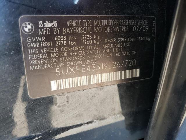 5UXFE43519L267720 - 2009 BMW X5 XDRIVE30I BLACK photo 14