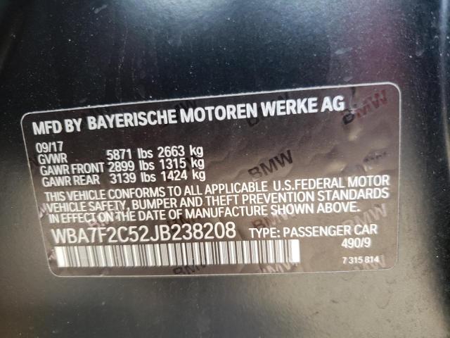 WBA7F2C52JB238208 - 2018 BMW 750 XI BLACK photo 12