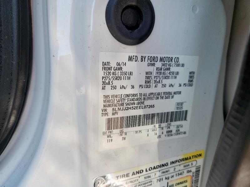 5LMJJ2H52EEL07265 - 2014 LINCOLN NAVIGATOR თეთრი ფოტო 12