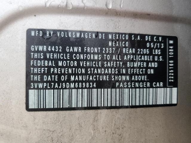 3VWPL7AJ9DM689834 - 2013 VOLKSWAGEN JETTA TDI ბეჟი ფოტო 12