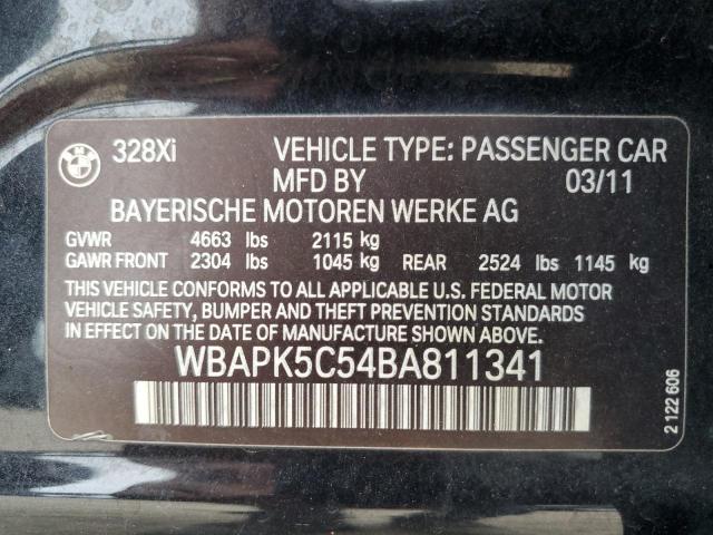 WBAPK5C54BA811341 - 2011 BMW 328 XI SULEV BLACK photo 13