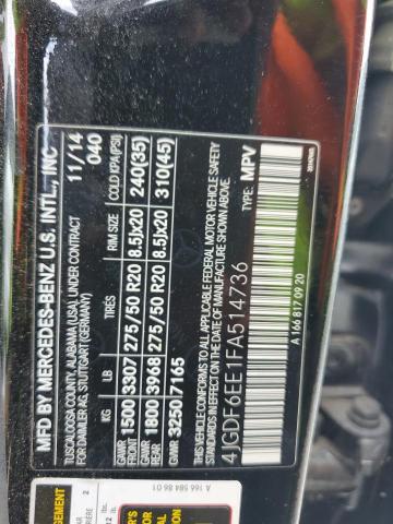 4JGDF6EE1FA514736 - 2015 MERCEDES-BENZ GL 450 4MATIC BLACK photo 14