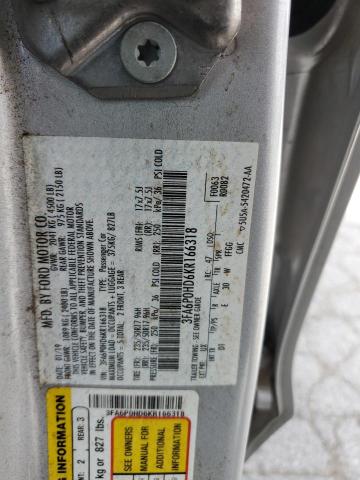 3FA6P0HD6KR166318 - 2019 FORD FUSION SE SILVER photo 12