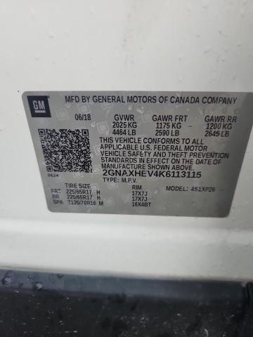 2GNAXHEV4K6113115 - 2019 CHEVROLET EQUINOX LS WHITE photo 12