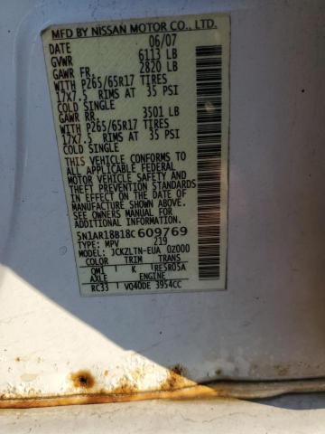 5N1AR18B18C609769 - 2008 NISSAN PATHFINDER S WHITE photo 14