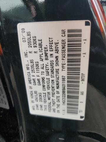 1HGCS22889A011987 - 2009 HONDA ACCORD EXL BLACK photo 13