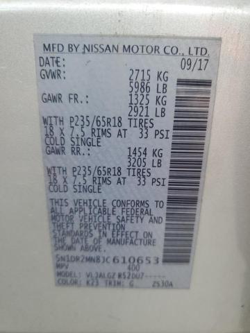 5N1DR2MN8JC610653 - 2018 NISSAN PATHFINDER S 银色 照片 13