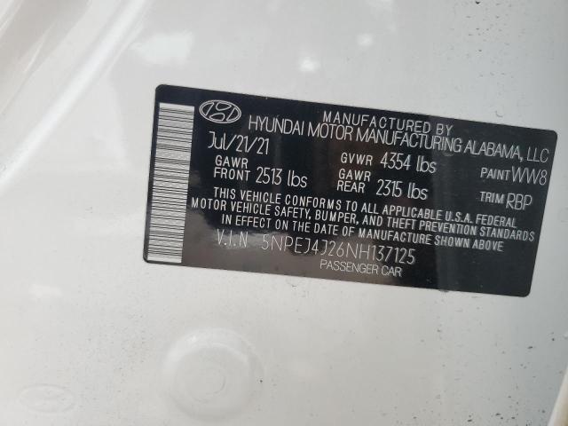 5NPEJ4J26NH137125 - 2022 HYUNDAI SONATA SEL PLUS WHITE photo 12