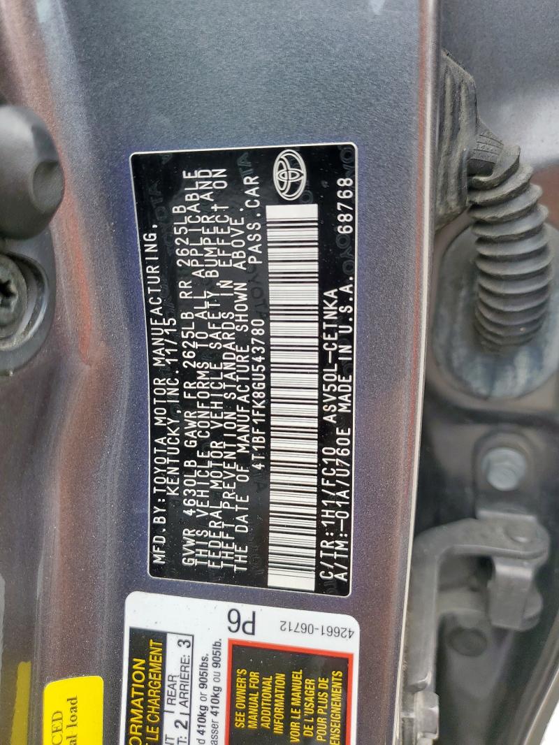 4T1BF1FK8GU543780 - 2016 TOYOTA CAMRY LE GRAY photo 13