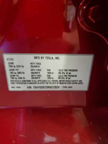 7SAYGDEE3RA312824 - 2024 TESLA MODEL Y RED photo 13