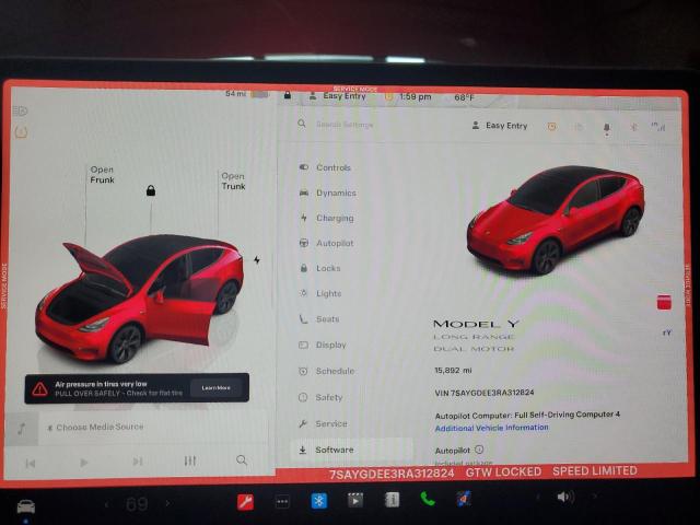 7SAYGDEE3RA312824 - 2024 TESLA MODEL Y RED photo 9