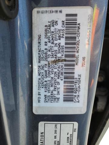 4T1BE32K13U741695 - 2003 TOYOTA CAMRY LE BLUE photo 12