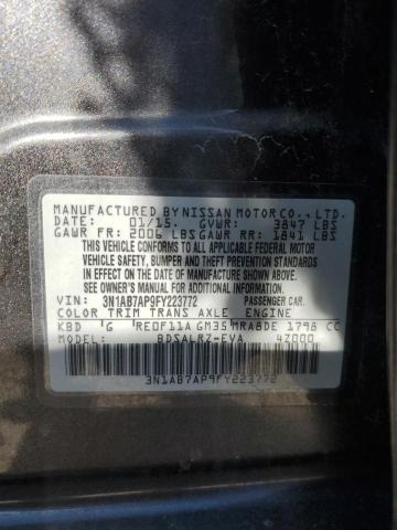 3N1AB7AP9FY223772 - 2015 NISSAN SENTRA S GRAY photo 12