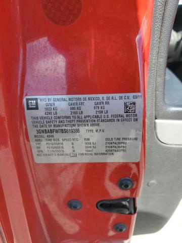 3GNBABFW7BS619386 - 2011 CHEVROLET HHR LT RED photo 12