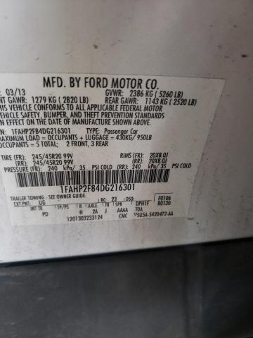 1FAHP2F84DG216301 - 2013 FORD TAURUS LIMITED WHITE photo 12