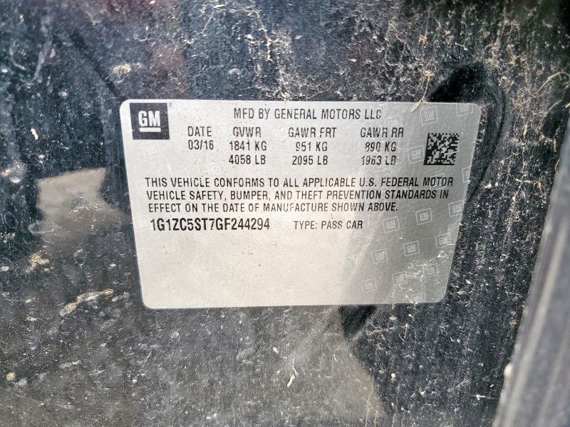 1G1ZC5ST7GF244294 - 2016 CHEVROLET MALIBU LS BLACK photo 12