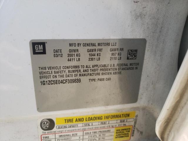 1G1ZC5E04CF309839 - 2012 CHEVROLET MALIBU 1LT 白色 照片 13