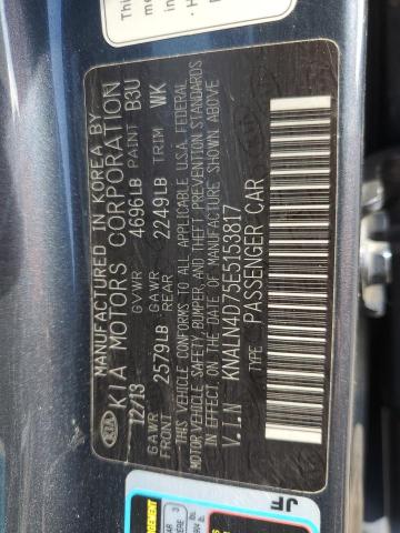 KNALN4D75E5153817 - 2014 KIA CADENZA PREMIUM BLUE photo 12