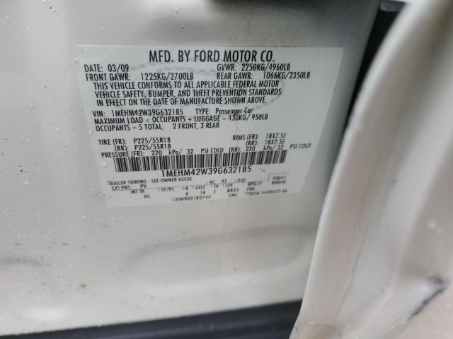 1MEHM42W39G632185 - 2009 MERCURY SABLE PREMIER WHITE photo 13