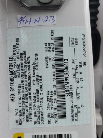 3LN6L5F99LR606613 - 2020 LINCOLN MKZ RESERVE თეთრი ფოტო 13