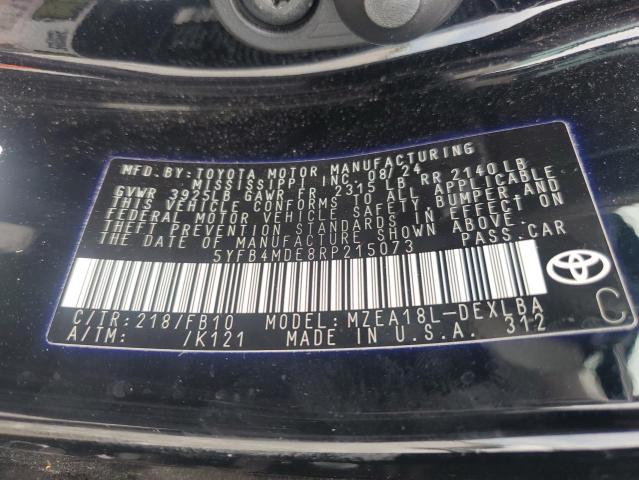 5YFB4MDE8RP215073 - 2024 TOYOTA COROLLA LE BLACK photo 13