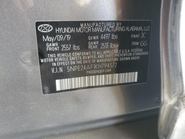 5NPE24AF1KH794572 - 2019 HYUNDAI SONATA SE 灰色 照片 12