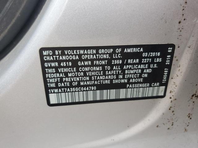 1VWAT7A35GC044790 - 2016 VOLK PASSAT S Күміс фото 12