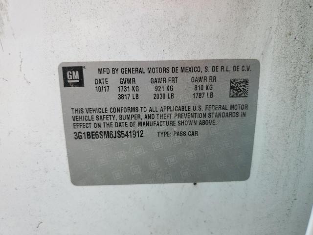 3G1BE6SM6JS541912 - 2018 CHEVROLET CRUZE LT Weiß Foto 12