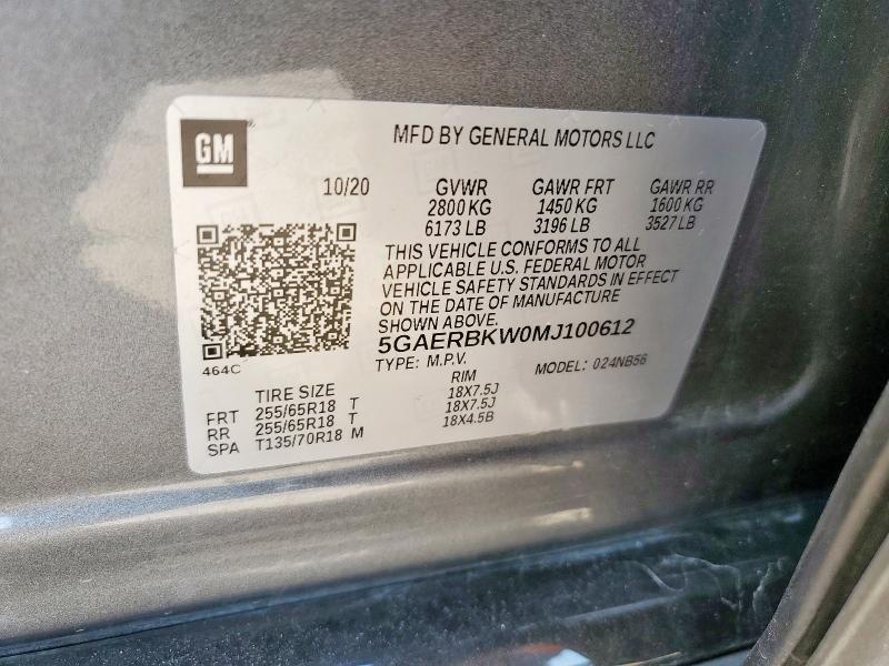 5GAERBKW0MJ100612 - 2021 BUICK ENCLAVE ESSENCE ნაცრისფერი ფოტო 13