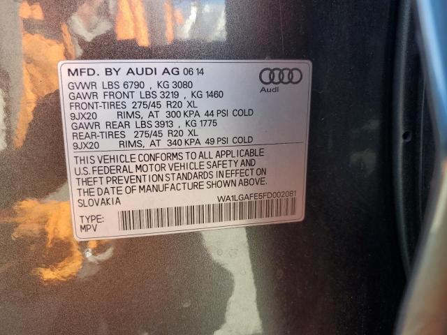 WA1LGAFE5FD002081 - 2015 AUDI Q7 PREMIUM PLUS Szary zdjęcie 13