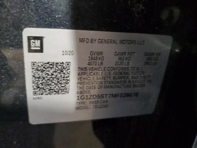 1G1ZD5ST7MF028678 - 2021 CHEVROLET MALIBU LT GRAY photo 12