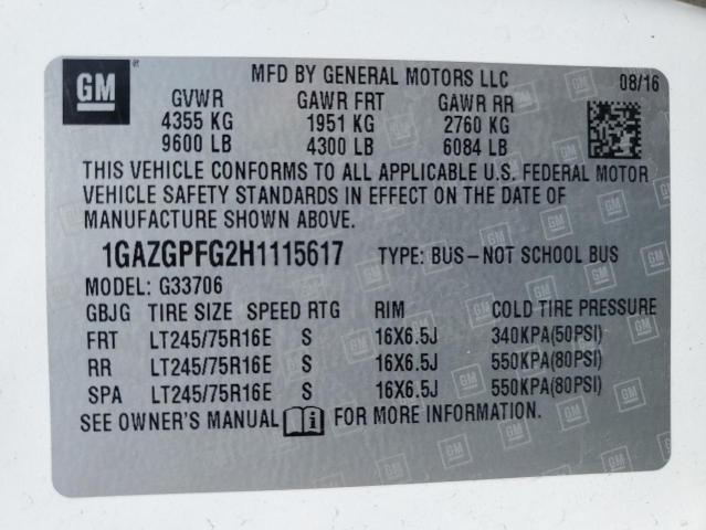 1GAZGPFG2H1115617 - 2017 CHEVROLET EXPRESS G3 LT 白色 照片 13