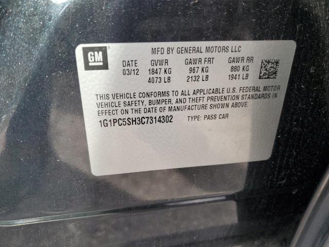 1G1PC5SH3C7314302 - 2012 CHEVROLET CRUZE LS 黑色 照片 12