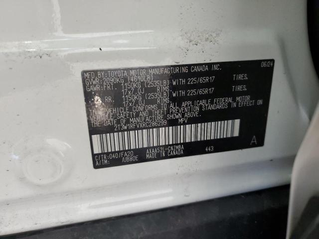 2T3W1RFVXRC286299 - 2024 TOYOTA RAV4 XLE WHITE photo 13