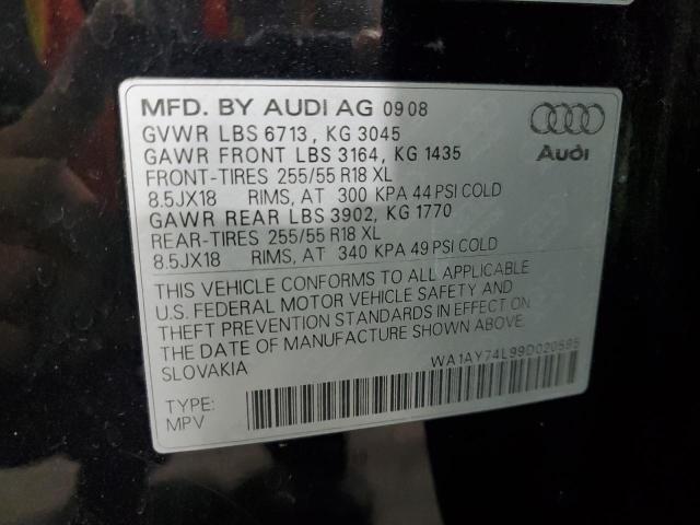 WA1AY74L99D020595 - 2009 AUDI Q7 3.6 QUATTRO BLACK photo 12