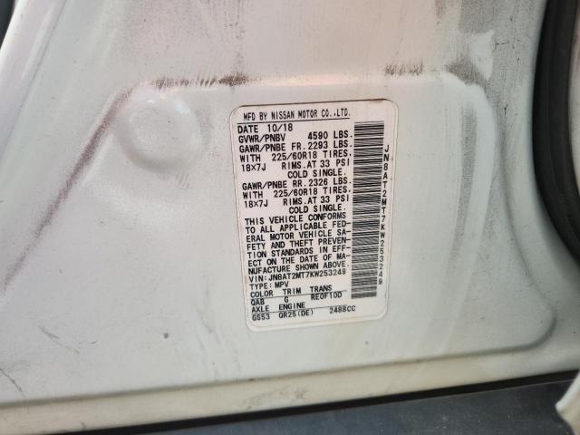 JN8AT2MT7KW253249 - 2019 NISSAN ROGUE S WHITE photo 14