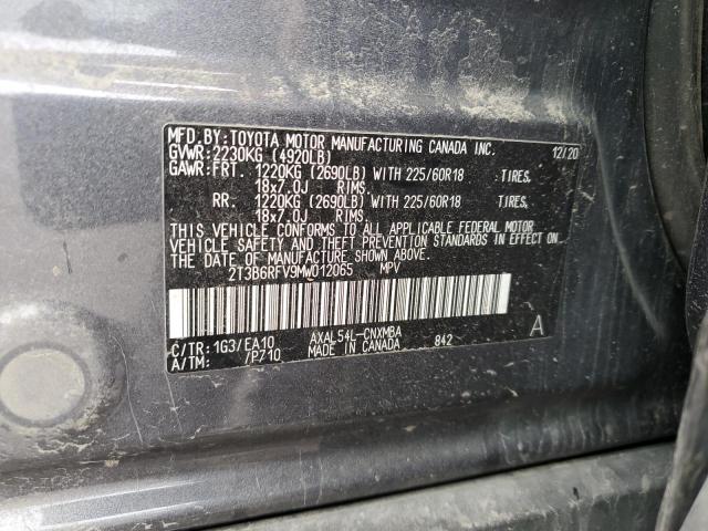 2T3B6RFV9MW012065 - 2021 TOYOTA RAV4 XLE PREMIUM GRAY photo 12